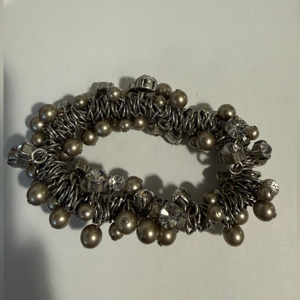 RJ Graziano Chunky stretch silver tone and rhinestone bracelet